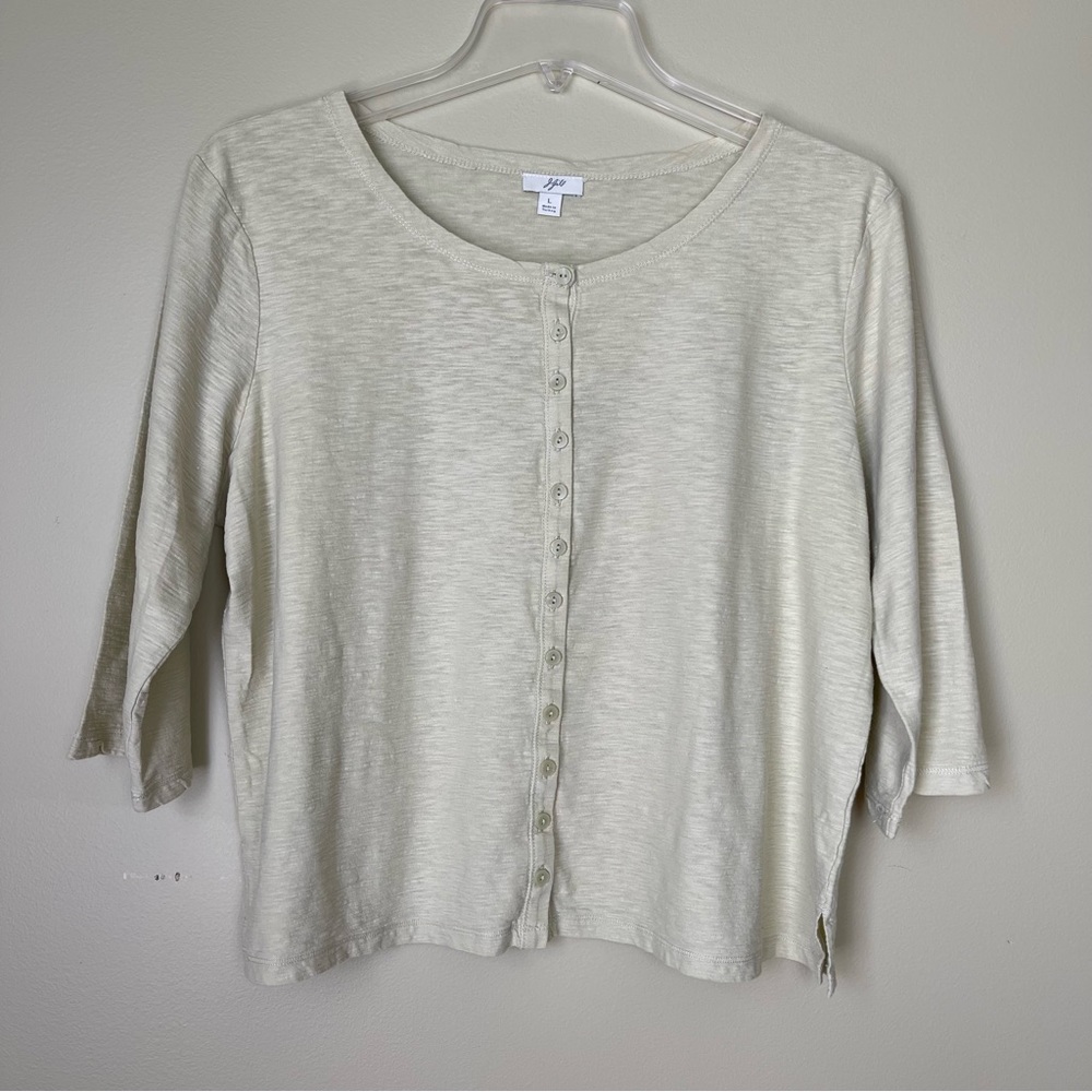 J.Jill Boxy Buttons Shirt Sleeves Blouse Tops Size L